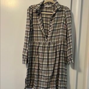 LOFT Plaid Button-Up Dress